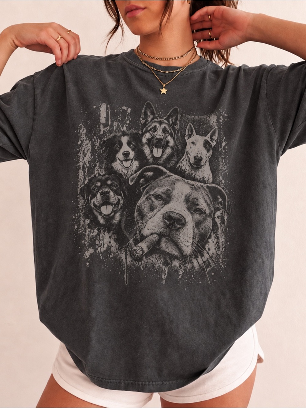 Gangster Dogs Pitbull Cigar Comfort Colors T-Shirt Pepper NWT